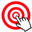 image of red and white circular target with finger on bullseye higlighting website management service